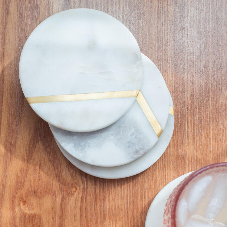 White Round Marble Coasters